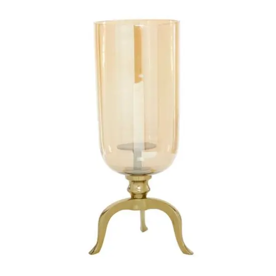 19" Gold Aluminum & Glass Traditional Candlestick Holder {3}