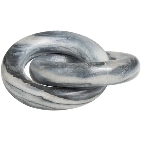 6" Black Marble Geometric Link Chain Sculpture {5}