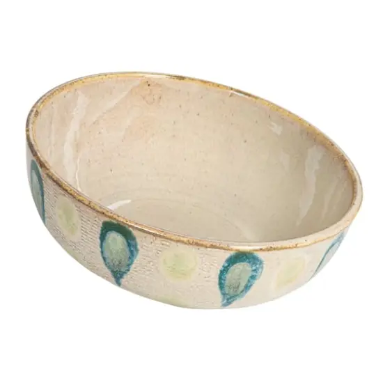 Hello Honey&reg; Tan & Marine Round Geometric Stoneware Bowl {1}