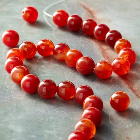 Amber Fire Agate Round Beads by Bead Landing&trade; {3}