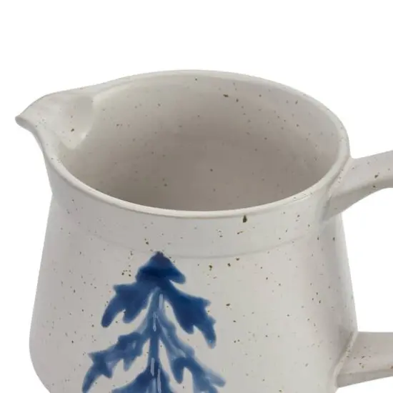 Hello Honey® Antique White & Blue Farmhouse Stoneware Creamer with Hand Painted Tree {5}