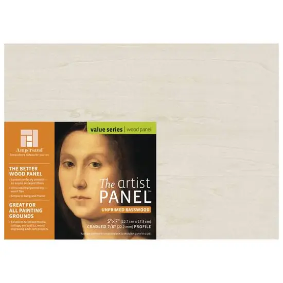 Ampersand&trade; Art Artist Panel&trade; Unprimed Basswood, Cradled 7/8" Profile {3}