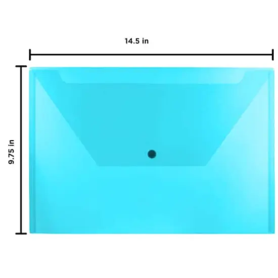 JAM Paper 9.8" x 14.5" Plastic Snap Closure Envelopes, 12ct. Blue {5}