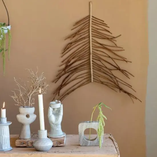 Hello Honey&reg; 4" Beige Marble Taper Holder {8}