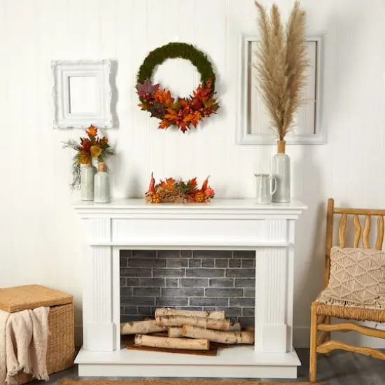 20" LED Fall Maple Leaf & Berries Autumn Wreath {3}