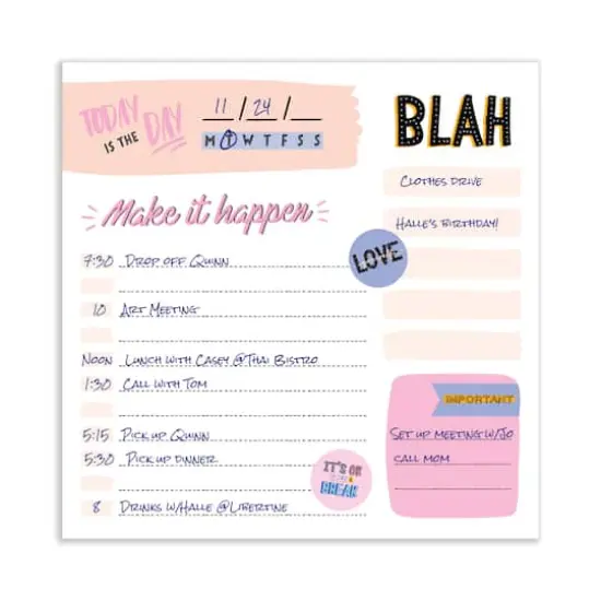 TF Publishing Undated Make it Happen Daily Note Block for Productivity & Lists Desktop {4}