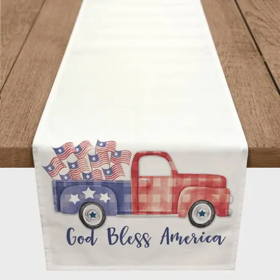 Plaid Truck Outdoor Table Runner {3}
