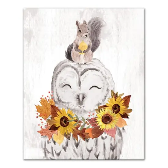 Owl & Squirrel Canvas Wall Art {1}