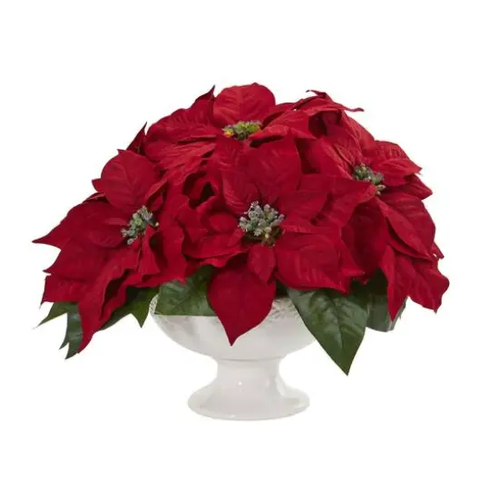 13" Red Poinsettia Arrangement in Urn {1}