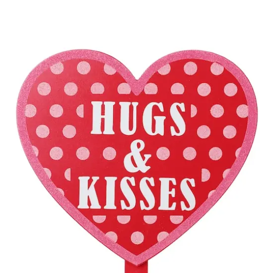 Glitzhome&reg; 15" Wooden Heart-Shaped Valentine's Yard Stakes Set {7}