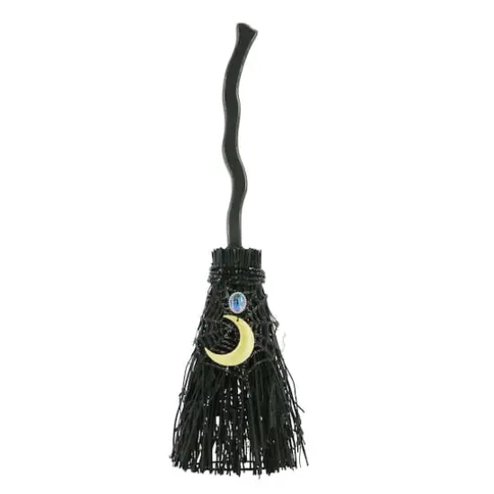 18.5" Black Witch's Broom with Moon Tabletop D&eacute;cor by Ashland&reg; {1}
