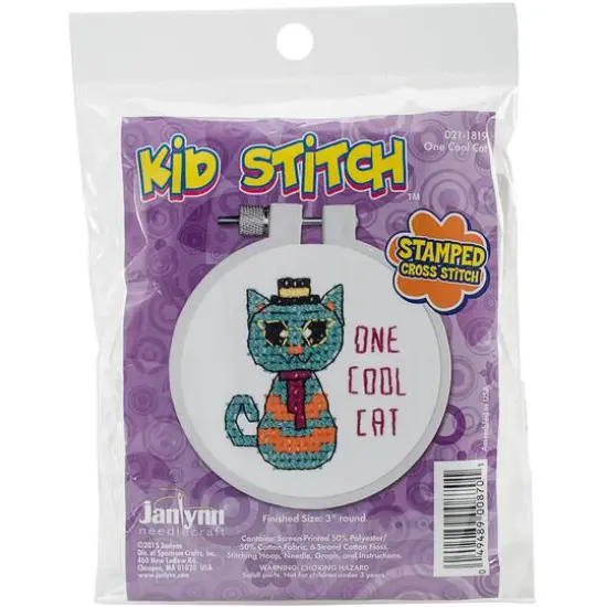 Janlynn&reg; Kid Stitch One Cool Cat Stamped Cross Stitch Kit {3}