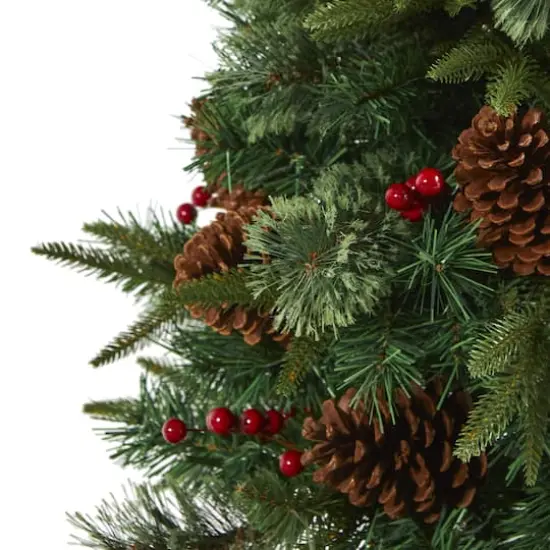 4ft. Pre-Lit Pine Artificial Potted Christmas Tree with Pinecone & Berries, Clear LED Lights {5}