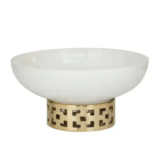 White Stoneware Glam Decorative Bowl, 7" x 11" x 11" {3}