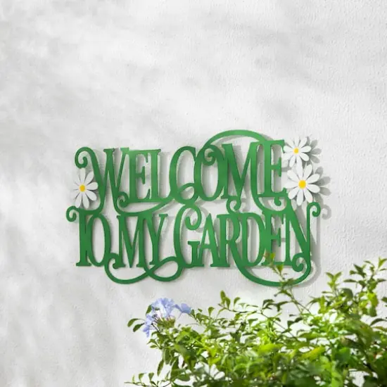 Glitzhome® 24" Welcome to my Garden Metal Cutout Wall Décor {6}