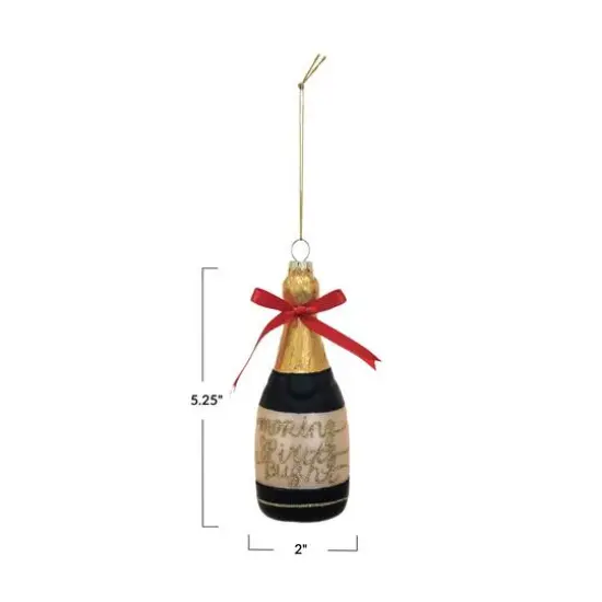 Hello Honey&reg; 5.25" Glass Champagne Bottle Ornament with Bow {6}