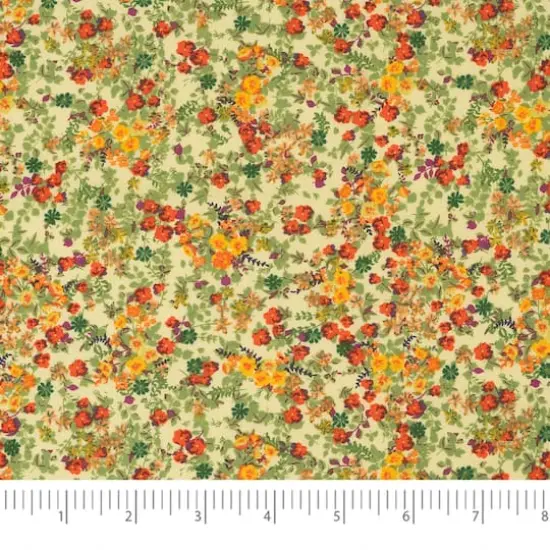 SINGER Yellow Floral Packed Cotton Fabric {4}