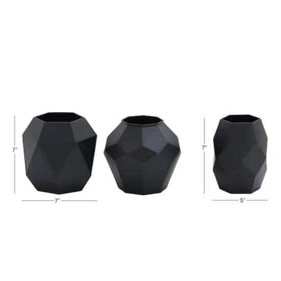 7" Black Metal Contemporary Vase Set {5}