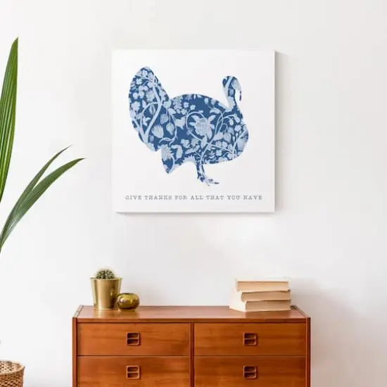 Floral Blue Turkey Canvas Wall Art {5}