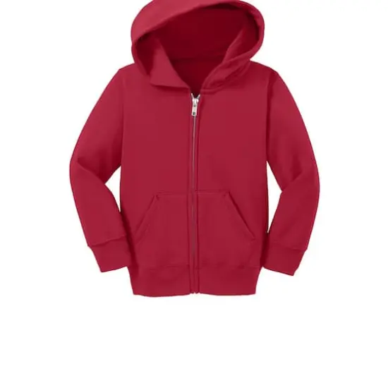Port & Company&reg; Core Fleece Full-Zip Hooded Toddler Sweatshirt Red {4}