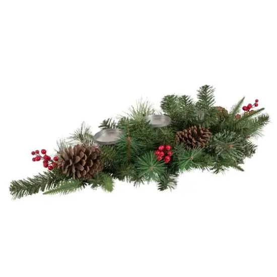 32" Decorated Artificial Pine Christmas Candle Holder Centerpiece {4}