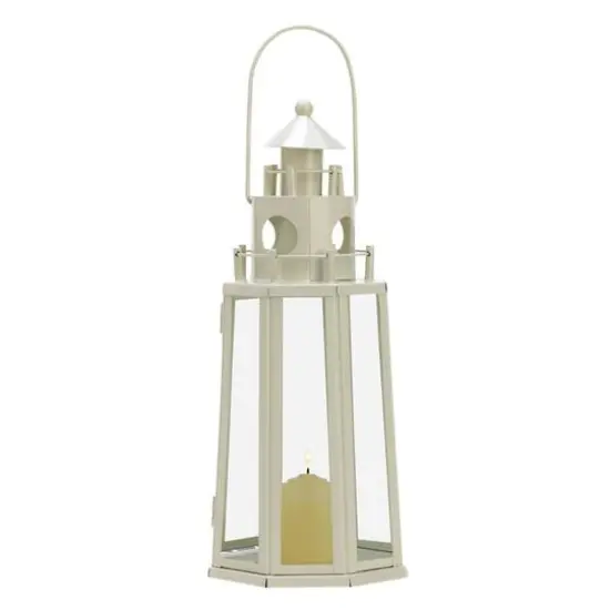 11.75" Ivory Lighthouse Hanging Candle Lantern {1}