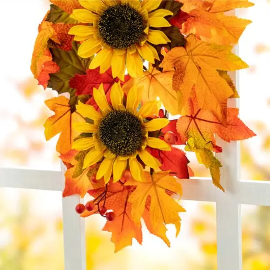 Glitzhome&reg; 22.5" Fall Metal Pumpkin & Sunflower Wall D&eacute;cor {6}