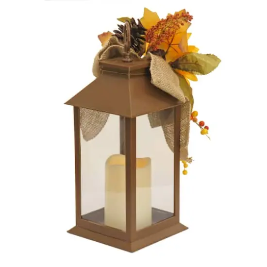 14" Battery-Operated LED Harvest Lantern with Sunflower {5}