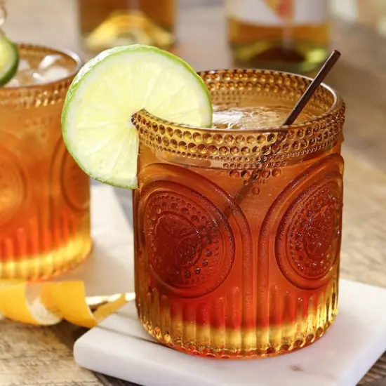 Kate Aspen&reg; 10oz. Retro Arch Floral Drinking Glasses, 6ct. Amber {4}