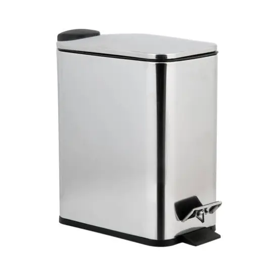 Simplify Stainless Steel 5L Slim Rectangular Pedal Trash Bin with Soft Close Lid {1}