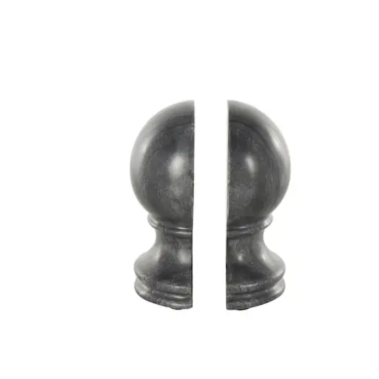 7" Black Marble Globe Sleek Orb Decorative Bookends, 2ct. {1}