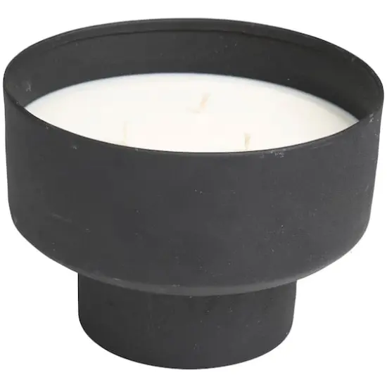 White Wax Campfire Scented Candle with Elevated Matte Black Container {3}