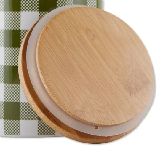 DII&reg; Buffalo Check Ceramic Canister Set Green and White {6}
