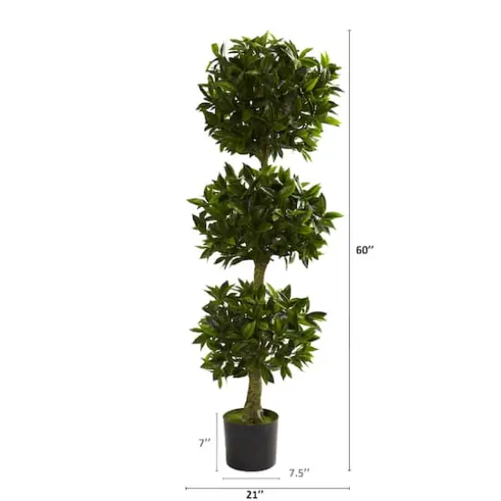 5ft. Potted UV Resistant Triple Bay Leaf Topiary Tree {5}