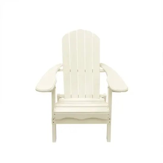 40" White Wooden Folding Outdoor Patio Adirondack Chair {1}