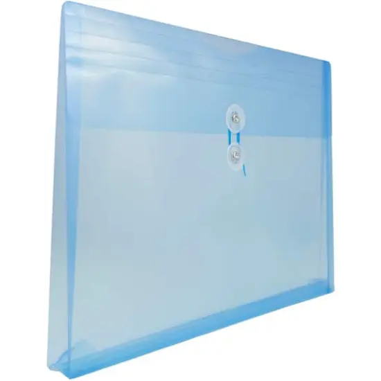 JAM Paper Letter Booklet Plastic Envelopes with Button & String Tie Closure, 12ct. Blue {5}