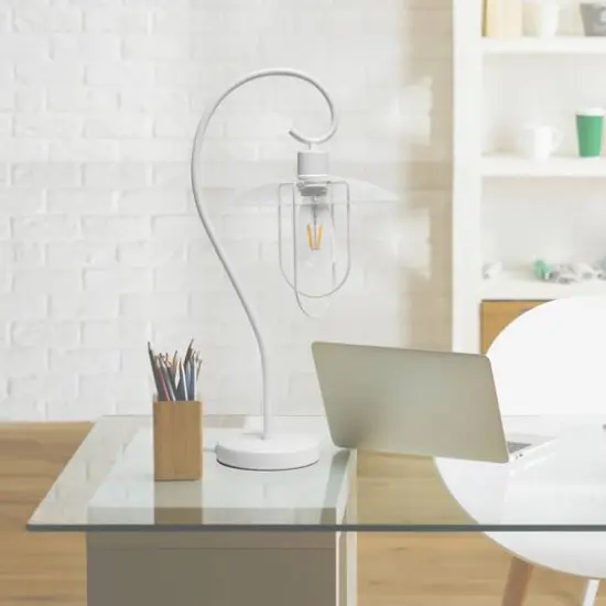 Lalia Home Modern Metal Scroll Table Lamp White {6}