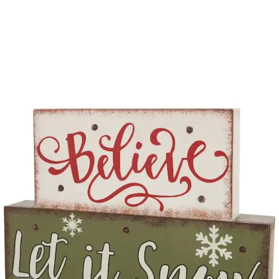 Glitzhome&reg; 12" LED Wooden Block Holiday Word Sign {8}