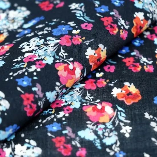 SINGER Navy Floral Cotton Lawn Fabric {3}