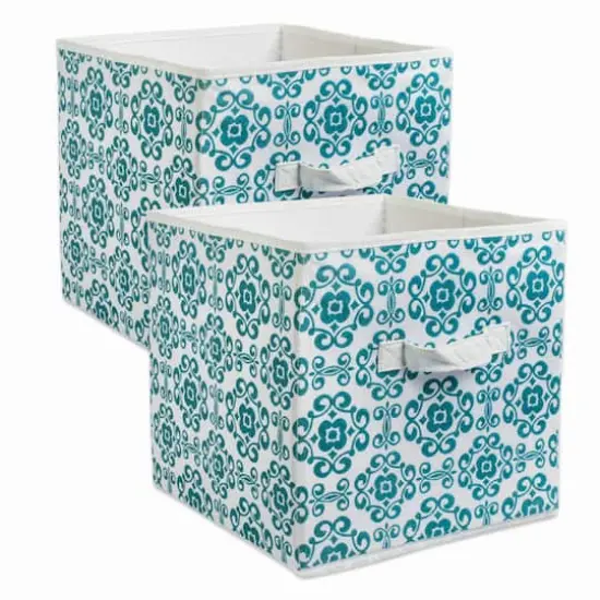 DII&reg; 13" Teal Scroll Non-Woven Fabric Cubes, 2ct. {7}