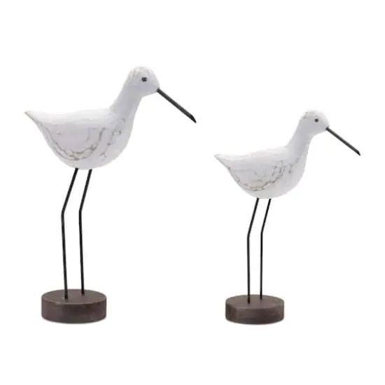 Carved Wood Sea Bird on Metal Stands Set {1}