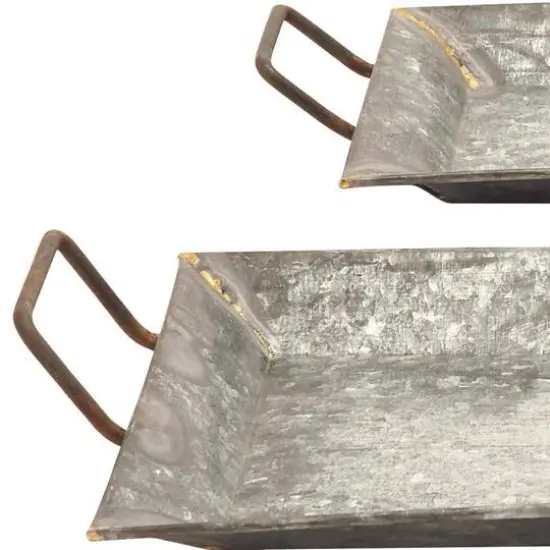 Gray Metal Farmhouse Tray Set {4}