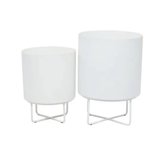 White Modern Planter, Set of 2" 16", 13" {8}