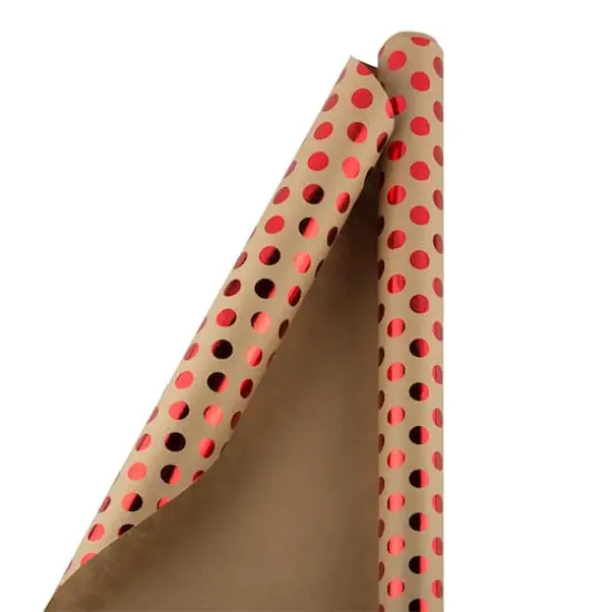 JAM Paper Red Foil Polka Dots Gift Wrap {3}