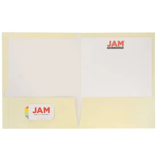 JAM Paper Laminated 2-Pocket Glossy Folders, 6ct. Ivory {5}