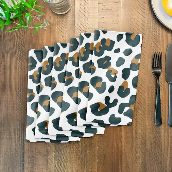 Leopard Cotton Twill Napkin White {4}