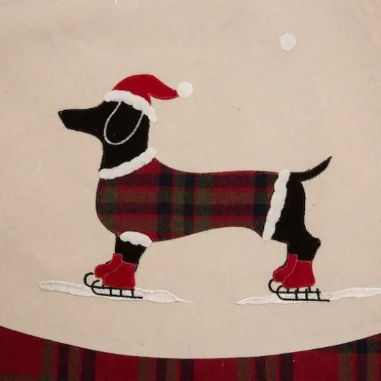 Glitzhome&reg; 48" Dachshund Fabric Christmas Tree Skirt {4}
