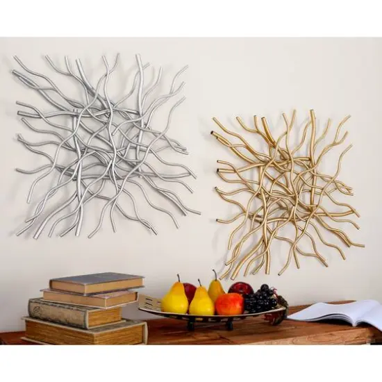 20" Gold & Silver Metal Contemporary Abstract Wall D&eacute;cor Set, 2ct. {4}