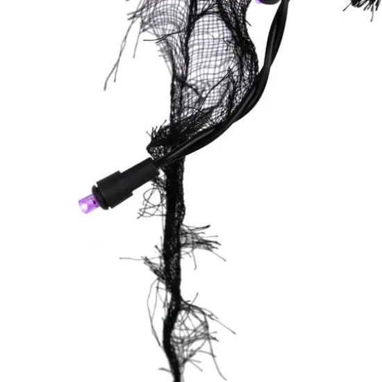 4ft. Pre-Lit Purple LED Halloween Black Gauze Drape Lights {5}