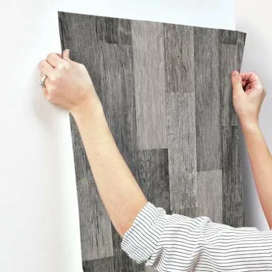 RoomMates Black Weathered Wood Plank Peel & Stick Wallpaper {8}